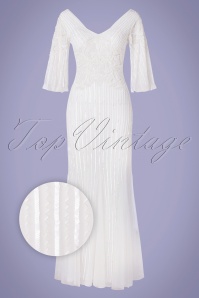 GatsbyLady - Norma Sequin Maxi Dress Années 20 en Blanc