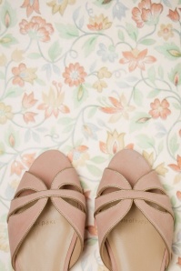 Charlie Stone - 50s Athina Suede Peeptoe Flats in Blush 4