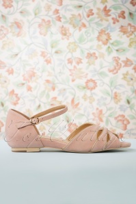 Charlie Stone - 50s Athina Suede Peeptoe Flats in Blush 2