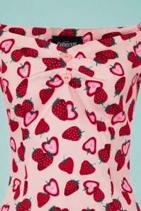 Collectif Clothing - Dolores Strawberry Top Années 50 en Rose Vif 4