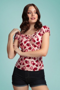 Collectif Clothing - 50s Dolores Strawberry Top in Pink 2