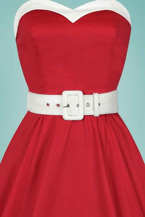 Collectif Clothing - Georgie – Nautisches Neckholder-Swing-Kleid in Rot 4