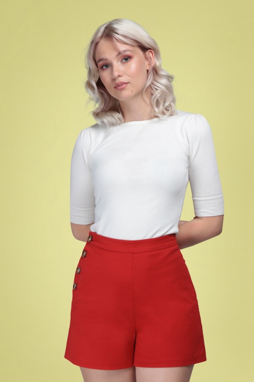 Collectif Clothing - Adriana korte broek in rood