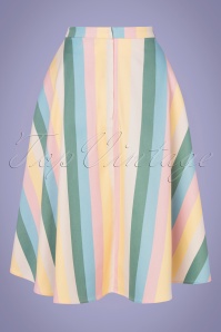 Collectif Clothing - Matilde Teacup Stripes Swing Skirt Années 50 en Multi 3