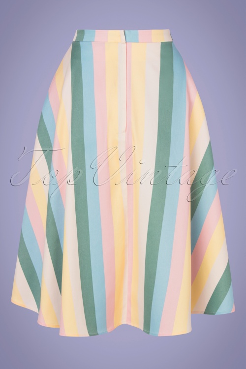 Collectif Clothing - 50s Matilde Teacup Stripes Swing Skirt in Multi 3
