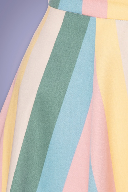 Collectif Clothing - Matilde Teacup Stripes Swing Skirt Années 50 en Multi 4