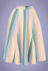 Collectif Clothing - Matilde Teacup Stripes Swing Skirt Années 50 en Multi 2
