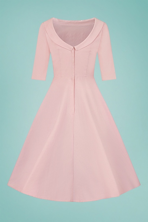 Collectif Clothing - 40s Bertha Plain Swing Dress in Pink 5