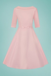 Collectif Clothing - 40s Bertha Plain Swing Dress in Pink 2
