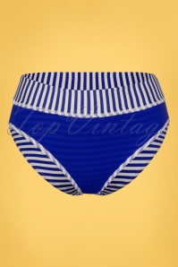 Cyell - Libertine Striped Bikini Brief Années 50 en Blanc et Bleu 4