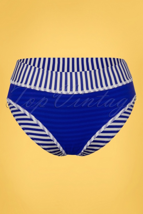 Cyell - Libertine gestreept bikinibroekje in wit en blauw 4