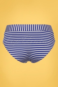 Cyell - Libertine Striped Bikini Brief Années 50 en Blanc et Bleu 2