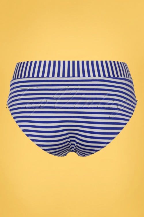 Cyell - Libertine gestreept bikinibroekje in wit en blauw 2