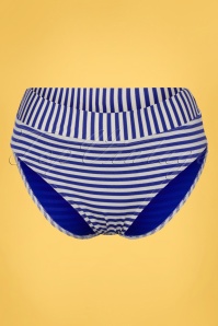 Cyell - Libertine Striped Bikini Brief Années 50 en Blanc et Bleu