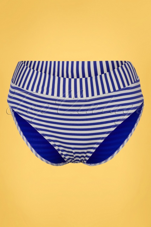 Cyell - Libertine gestreept bikinibroekje in wit en blauw