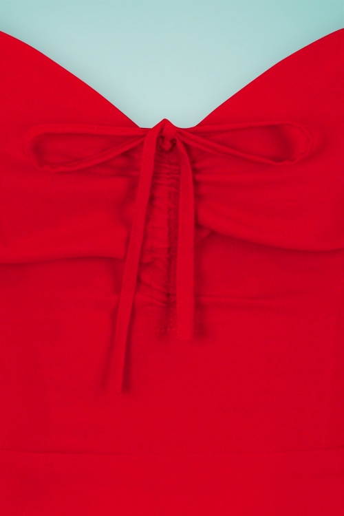 Collectif Clothing - Sasha Plain Fishtail Pencil Dress Années 50 en Rouge Vif 4