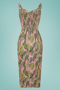 Collectif Clothing - Mahina Forest Sarong Dress Années 50 en Rose  4