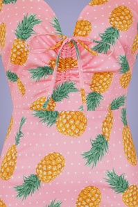 Collectif Clothing - Sasha Pineapple Fishtail Pencil Dress Années 50 en Rose Vif 3
