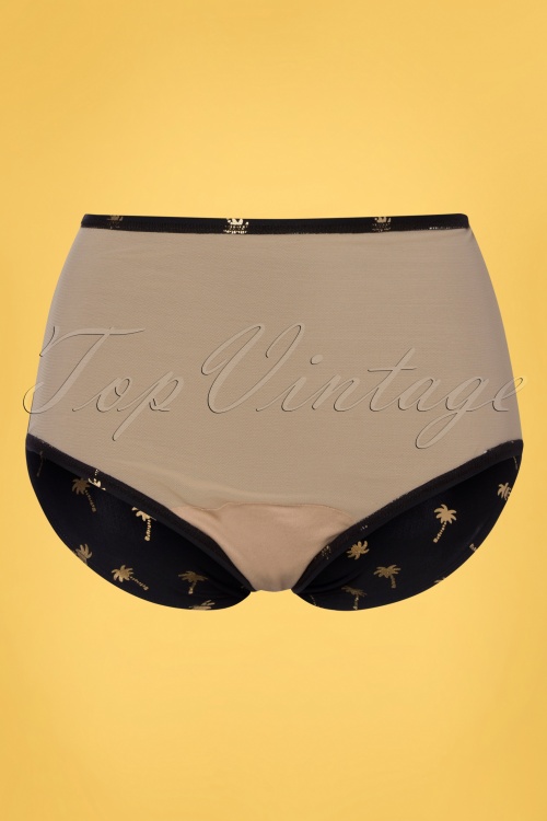 Esther Williams - Miami Vice bikinibroekje met hoge taille in zwart en goud 4