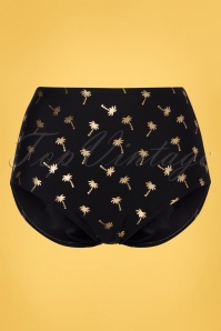 Esther Williams - 50s Miami Vice High Waist Bikini Pants in Black and Gold