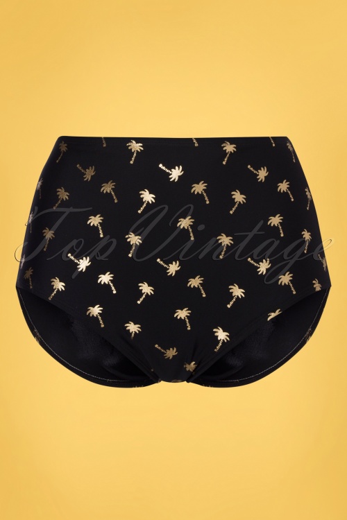Esther Williams - Miami Vice bikinibroekje met hoge taille in zwart en goud