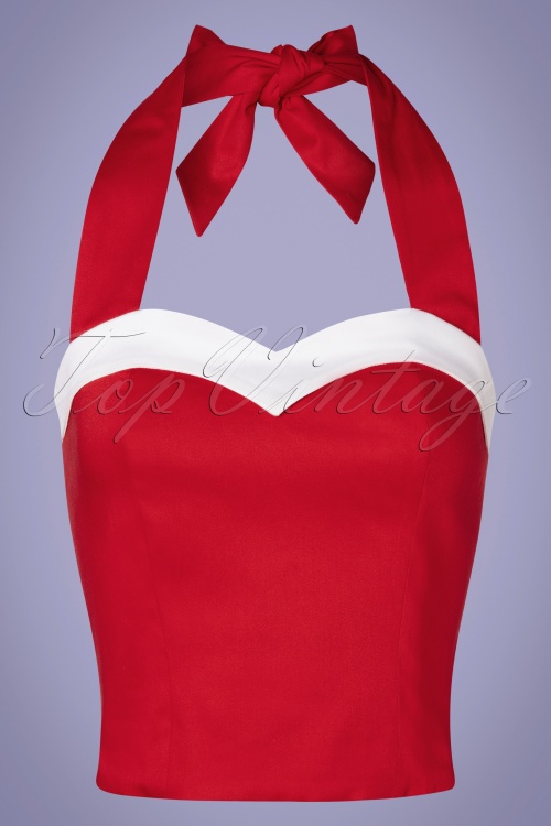 Collectif Clothing - Shelly Top Années 50 en Rouge  2