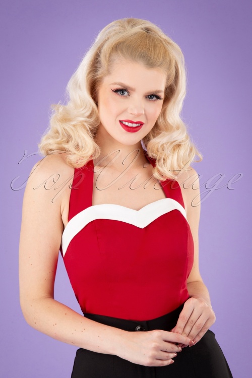 Collectif Clothing - Shelly Top Années 50 en Rouge 