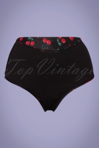Collectif Clothing - Cherry Bikinihose mit hoher Taille in Schwarz 4