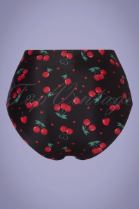 Collectif Clothing - Cherry Bikinihose mit hoher Taille in Schwarz 3