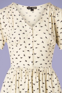 Pretty Vacant - 60s Lexie Birds Swing Dress in Cream 3