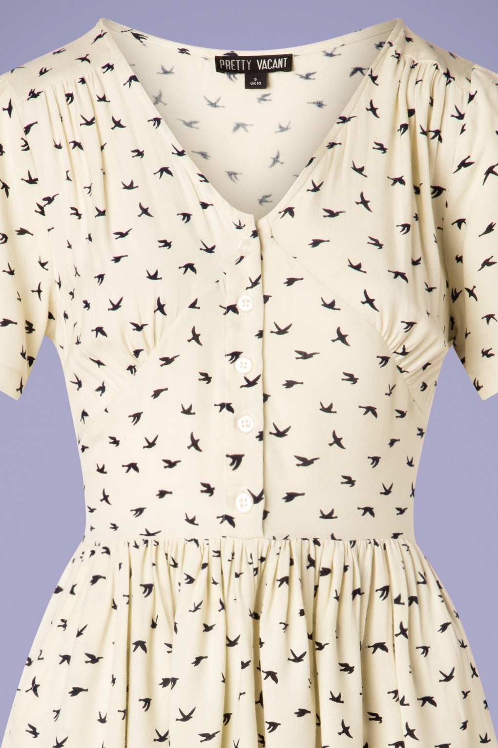 60s Lexie Birds Swing Dress in Cream