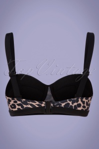 Collectif Clothing - Leopard Balcony Bikini Top Années 50 en Brun et Noir 3