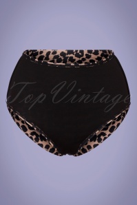 Collectif Clothing - Leoparden-Bikinihose mit hoher Taille in Braun und Schwarz 4