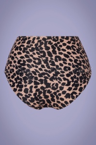 Collectif Clothing - Leoparden-Bikinihose mit hoher Taille in Braun und Schwarz 3