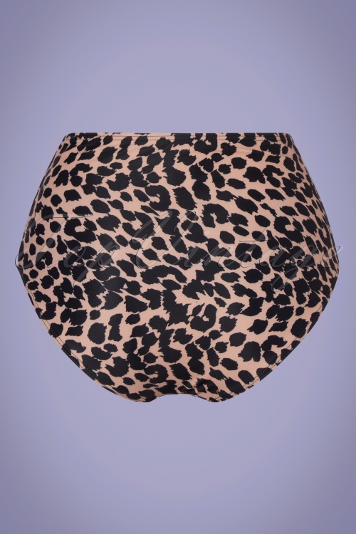 Collectif Clothing - Leoparden-Bikinihose mit hoher Taille in Braun und Schwarz 3