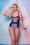 Collectif Clothing - 50s Nautical Swimsuit in Navy and White