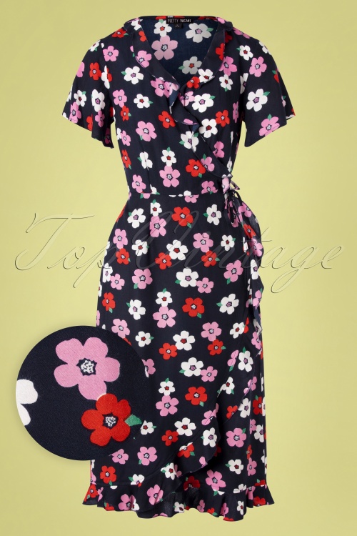 Pretty Vacant - 70s Jenny Pretty Floral Dress in Navy 2