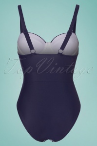 Collectif Clothing - 50s Nautical Swimsuit in Navy and White 4