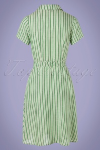 Pretty Vacant - 60s Debbie Stripes Dress in Green and Ivory 5