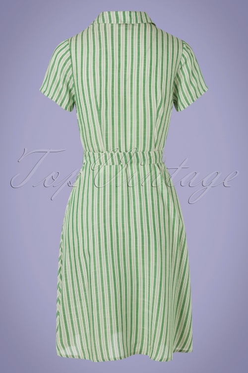 Pretty Vacant - Debbie Stripes-jurk in groen en ivoor 5