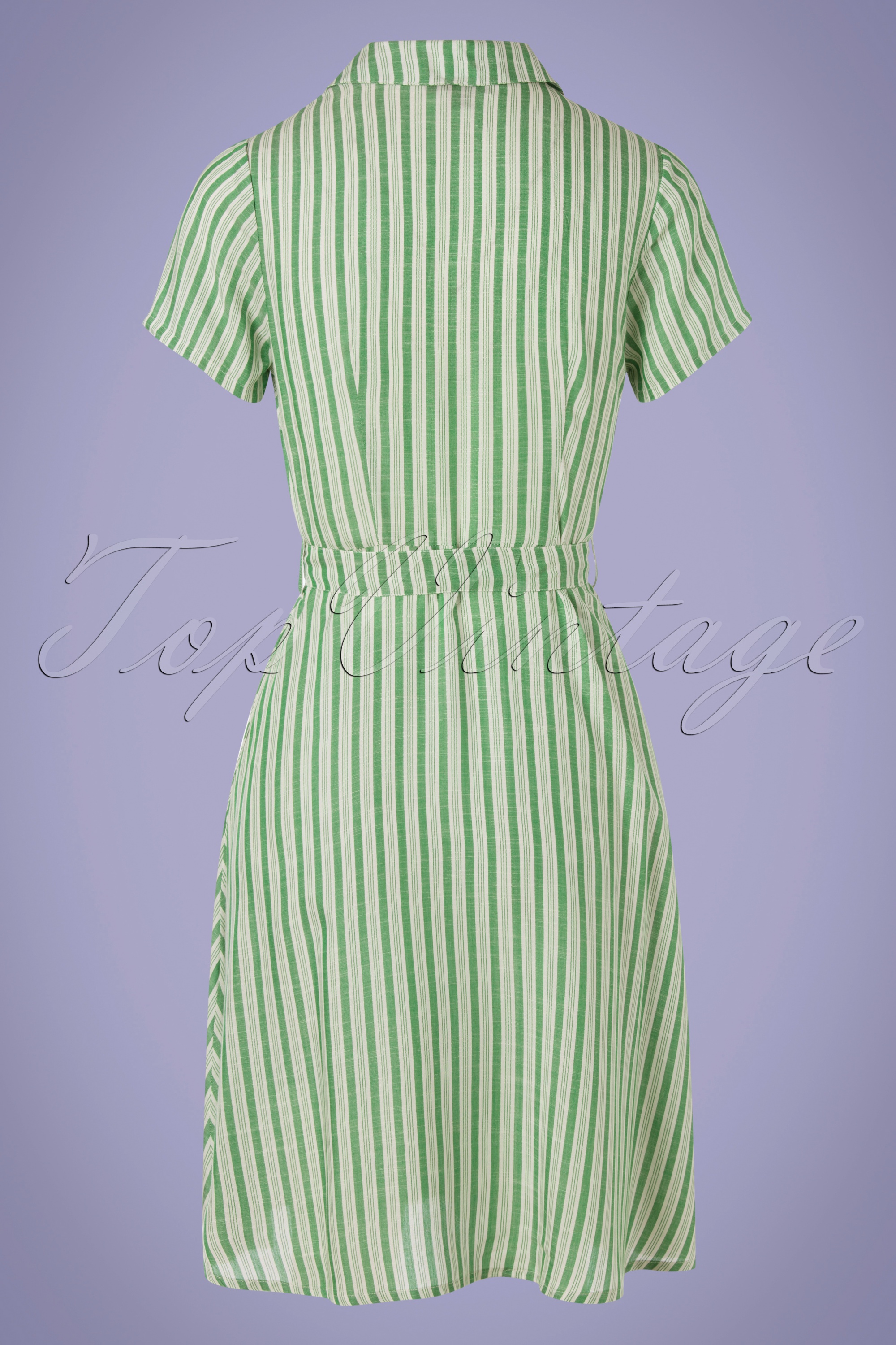 Pretty Vacant - Debbie Stripes-jurk in groen en ivoor 5