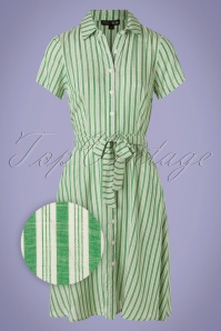 Pretty Vacant - Debbie Stripes Dress Années 60 en Vert et Ivoire