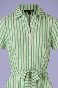 Pretty Vacant - Debbie Stripes Dress Années 60 en Vert et Ivoire 3