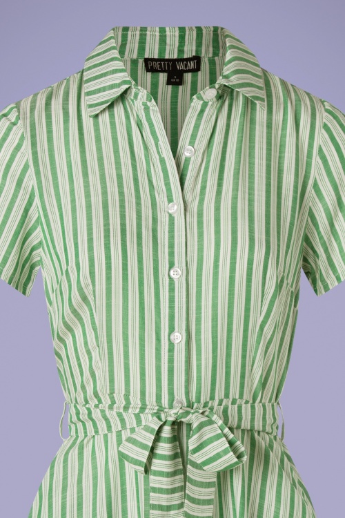 Pretty Vacant - 60s Debbie Stripes Dress in Green and Ivory 3