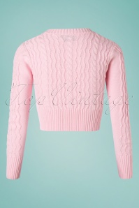 Vixen - 50s Penelope Fishermans Knit Crop Cardigan in Pink 2