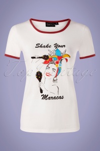 Vixen - 50s Mariah Maracas T-Shirt in Ivory 2