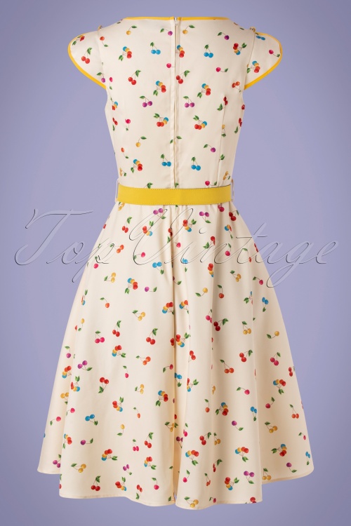 50s Chacha Cherry Swing Dress in Cream