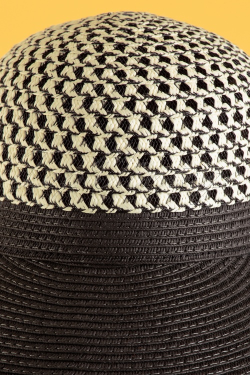 Amici - 50s Coruna Straw Hat in Black and White 3