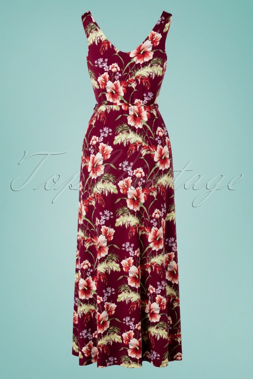 King Louie - 60s Anna Colada Maxi Dress in Cherise Red 4