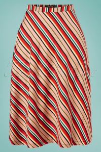 King Louie - Juno Lido Stripe Skirt Années 60 en Rouge Piment
